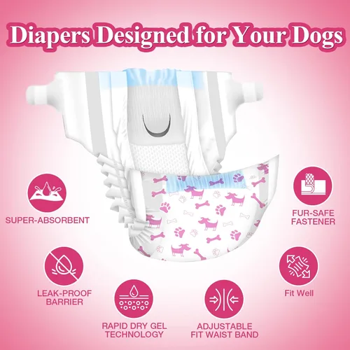 Vista 2 de Dono Pañales desechables para perras, pañales súper absorbentes para perros, con tecnología de gel de secado rápido, a prueba de fugas, ajuste