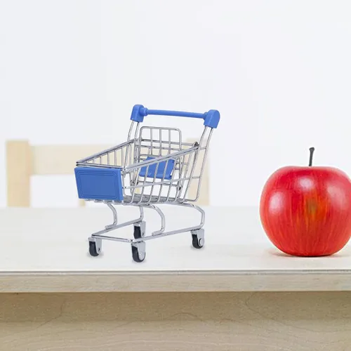 Vista 3 de Dpofirs Mini carrito de supermercado, carrito de compras, carrito de supermercado, mini carrito de compras, mini juguete de almacenamiento