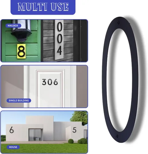 Vista 5 de Números de casa de 12 pulgadas para exteriores modernos de metal negro números de dirección para puertas flotantes de casa con kit de clavos