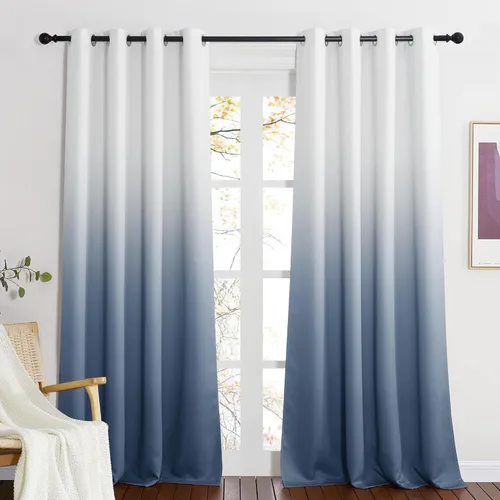 Vista 15 de NICETOWN 2 paneles de cortinas opacas degradadas para dormitorio, cortinas opacas degradadas para oscurecer la habitación, con aislamiento térmico