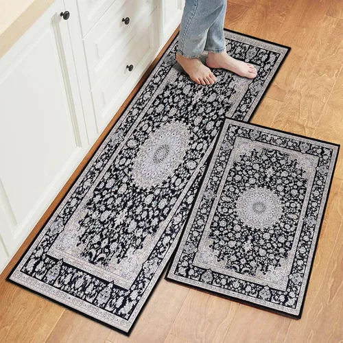 Alfombras de Cocina, 2 Piezas Tapetes de Cocina Boho para Piso Bohemios Suaves Cómodos Acolchados Alfombra de Cocina, Lavable Antideslizante Tapete