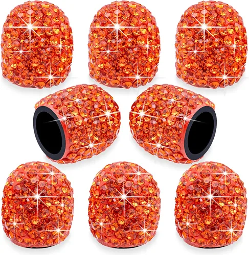 Vista 18 de 4 tapas de válvula de vástago de neumático de diamantes de cristal brillante, a prueba de polvo, tapas universales para válvulas de neumáticos