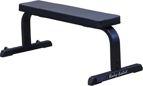 Body-Solid (GFB350B) Banco de pesas plano de 600 libras de capacidad ajustable para entrenamiento de fuerza, estiramiento, ejercicios abdominales y
