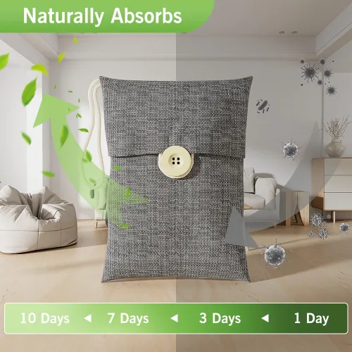 Vista 7 de Bolsas de carbón con absorción de olores, carbón de bambú activado, bolsa purificadora de aire para el hogar, eliminador de olores, ambientador