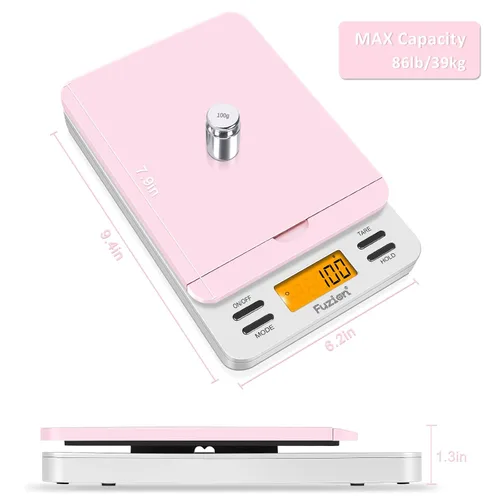 Vista 3 de Fuzion Báscula postal digital, báscula de envío de 86 lb/0.1oz para paquetes con retención y tara, báscula de franqueo con soporte abatible, báscula
