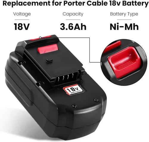 Vista 2 de Paquete de 2 baterías de repuesto PC18B PC18B-2 de 3.6Ah para cable Porter de 18 V, baterías Ni-Mh compatibles con baterías de cable Porter de 18 V