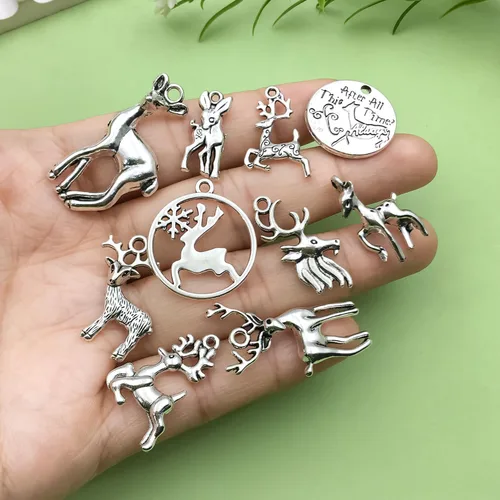 Vista 4 de Sailanzi 60pcs Alloy Ancient Silver Deer Series Pendant Jewelry Making DIY Keychain Earrings Pendant Various Design Charms for Jewelry Making M366