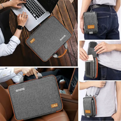 Vista 2 de Funda para laptop de 15.6 pulgadas con protección de grado militar con bolsa de cinturón desmontable, compatible con todos los modelos de MacBook