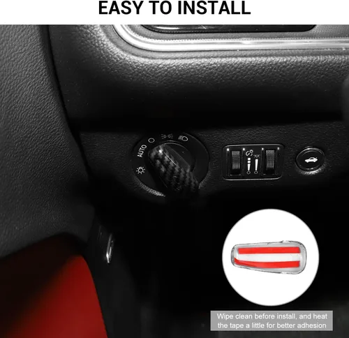 Vista 6 de Jimen para Dodge Challenger 2015+, para Dodge Charger 2010+, para Dodge Durango 2011+, Cubierta de botón de interruptor de faro de recorte