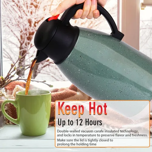 Vista 6 de Yummy Sam Jarra térmica de café de acero inoxidable de 68 onzas (2 elevadores) de doble pared al vacío, dispensador de bebidas de café y agua