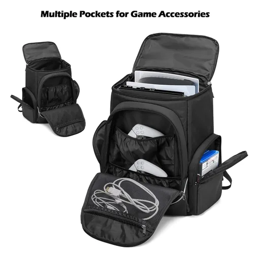Vista 2 de Trunab Gaming Console Backpack Compatible with PS5PS4PS4 ProPS4 SlimXbox OneXbox One XXbox One S, Travel Carrying Bag with Multiple Pockets for 15.6