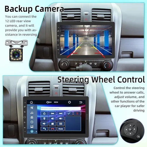 Vista 3 de EKAT Estéreo de coche desmontable de 10 pulgadas con Apple CarPlay y Android Auto, 10.1 pantalla táctil 1 DIN Radio con espejo Link/1080P/EQ