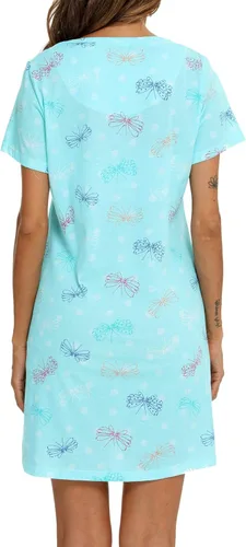 Vista 6 de ENJOYNIGHT - Camisones de algodón para mujer, talla grande, camisa de dormir de manga corta con estampado