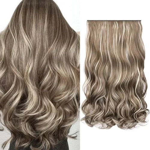 Vista 34 de REECHO Extensiones de cabello rubio, 20 pulgadas, extensiones de cabello grueso y largo con clip, extensiones de cabello sintético suave natural