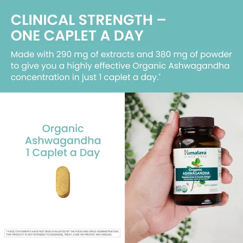 Vista 8 de Suplemento Himalaya Ashwagandha orgánicos para alivio del estrés y Energy Boost, 60 caplets, suministro para 2 meses