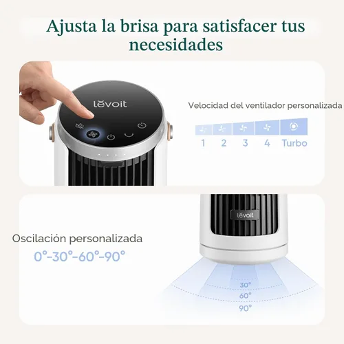 Vista 8 de Levoit Ventilador de torre para dormitorio, ventiladores de 28 pies/s que