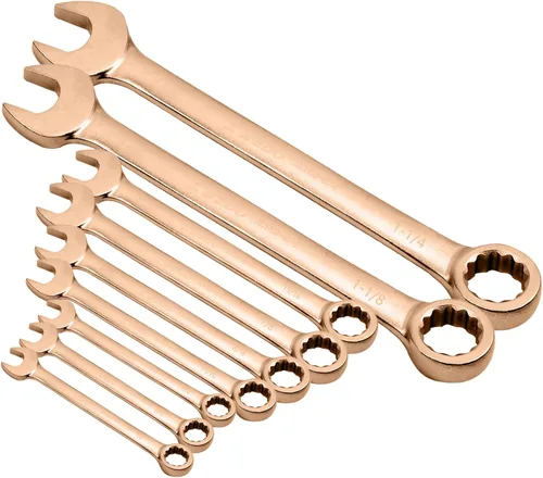 Vista 13 de WEDO Llave combinada sin chispas, llave combinada de seguridad sin chispas, bronce de aluminio, forja, DIN 3113, certificado BAM y FM, tamaño 1