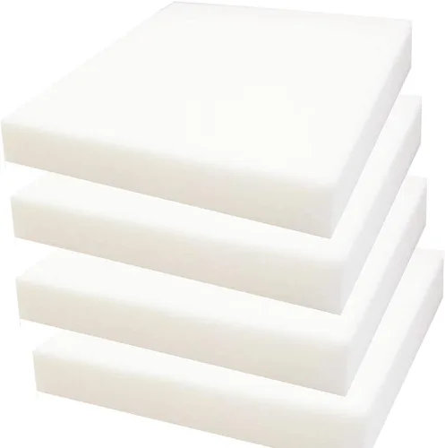 Mybecca Paquete de 4 cojines de espuma de poliuretano blanco; azulejos cuadrados de espuma de 18 x 18 x 1 pulgadas para proyectos de tapicería
