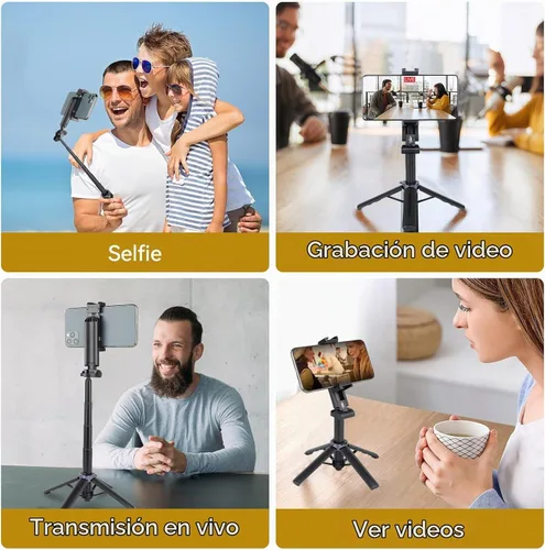 Vista 8 de UTEBIT Palo selfie de 18 pulgadas con control remoto inalámbrico, palo telescópico selfie extensible con control remoto Bluetooth, trípodes