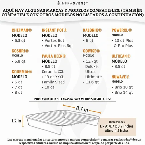 Vista 2 de Accesorios de rejilla para freidora de aire compatibles con Comfee, Dash, Nuwave® Brio 6qt + más Juego de accesorios para freidora de aire de 6.3
