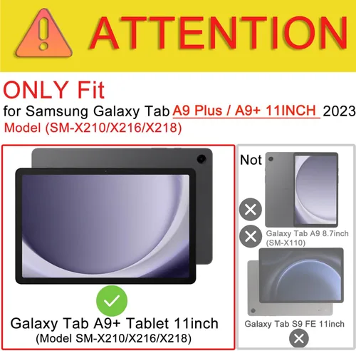 Vista 2 de Funda de teclado para Samsung Galaxy Tab A9+/A9 Plus de 11 pulgadas 2023 (SM-X210/X216/X218), teclado y mouse Bluetooth retroiluminado a