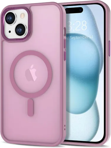 Vista 27 de Anuck - Funda magnética para iPhone 11 compatible con MagSafe, carcasa trasera mate translúcida dura, borde de TPU, delgada, resistente a impactos