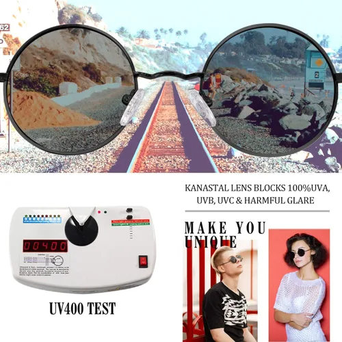 Vista 36 de KANASTAL Gafas de sol redondas polarizadas para mujeres y hombres, estilo hippie con protección UV400