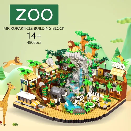 Vista 6 de Zoo Architecture - Juego de bloques de construcción micro – 4800 piezas, Animals Park MIni Bricks, kit de modle, regalo para adultos y mayores de 14