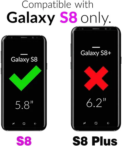 Vista 2 de Asuwish Funda compatible con Samsung Galaxy S8 y protector de pantalla de vidrio templado, accesorios para tarjetero, cartera con función atril