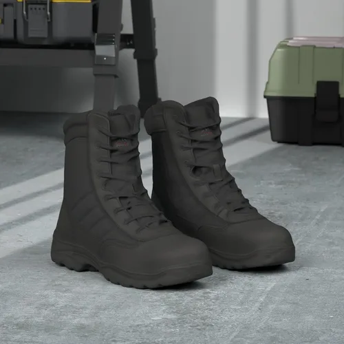 Vista 2 de NORTIV 8 Botas de trabajo con punta de acero para hombre con cremallera Negro
