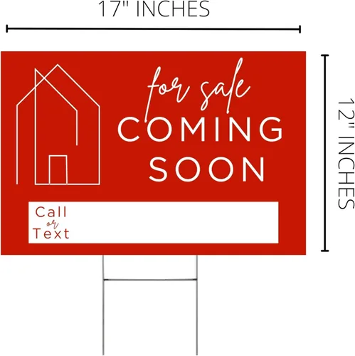 Vista 3 de Coming Soon - Letrero de bienes raíces para el hogar Letrero de patio de 12 x 17 pulgadas con marco en H estaca casa de doble cara de casa abierta