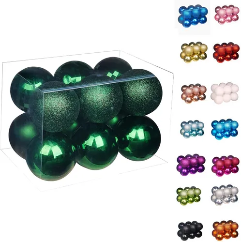 Vista 29 de Emopeak 24 bolas decorativas para árbol de Navidad, 4 estilos inastillables, decoración de árbol de Navidad, esferas colgantes para decoración