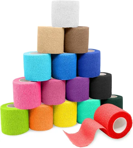 Vista 22 de FriCARE Nonwoven cinta autoadhesiva de vendaje, envoltura autoadhesiva cohesiva de primeros auxilios (con FDA), Sports Vet, 2" X 5 yardas, Paquete