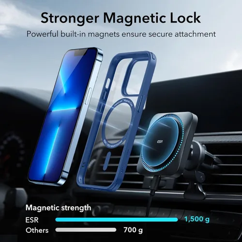 Vista 3 de Funda ESR para iPhone 13 Pro Max, Compatible con MagSafe, Funda Híbrida Magnética Clásica para iPhone 13 Pro Max, Estándar Militar, Protección