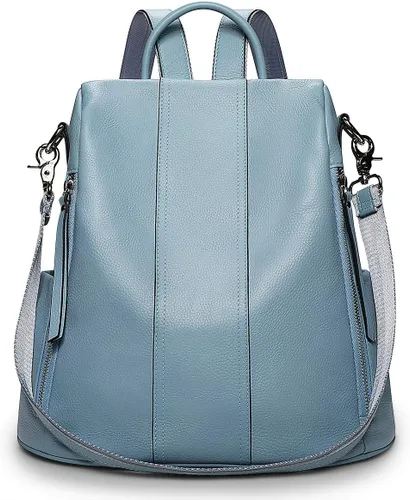 Vista 21 de S-ZONE - Mochila de piel suave para mujer, antirrobo, mediana, bolsa de hombro 2-negro