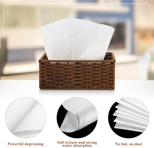 Vista 3 de Tranqun 100 paños de limpieza de microfibra desechables a granel de 12 x 12 pulgadas, paños sin pelusas, no abrasivos, trapos de limpieza