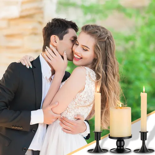 Vista 8 de Unity - Portavelas Unity para bodas, juego de 3 portavelas de metal negro Unity, portavelas decorativo Unity para ceremonia de boda, centro de mesa