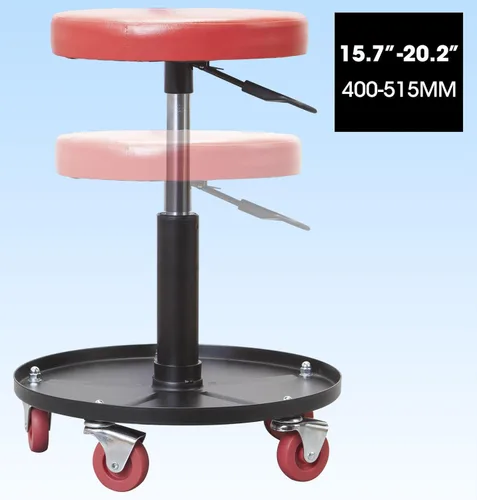 Vista 3 de BIG RED - Asiento de arrastre para garaje/taller: Taburete mecánico neumático ajustable y acolchado con bandeja de almacenamiento para herramientas