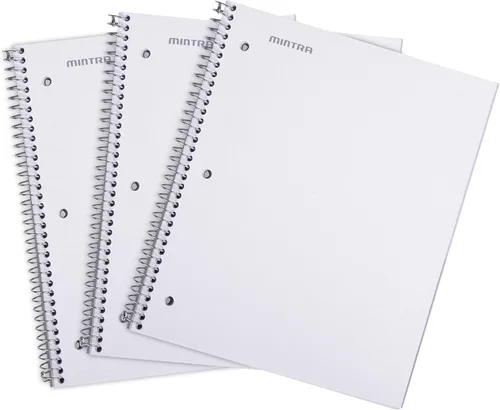 Vista 27 de Mintra Office Cuadernos de espiral duraderos, 1 materia, (hielo ártico, aceite de chile, verde oliva, rayas universitarias, paquete de 3)