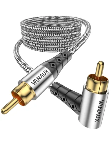 Vista 12 de VANAUX Cable de subwoofer de 90 grados, cable de audio RCA a RCA de alta calidad, (conectores chapados en oro), ideal para espacios reducidos, cine