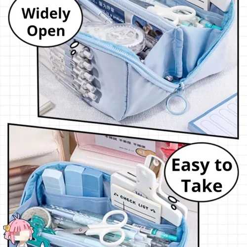 AuraGlor Estuche para lápices de gran capacidad, 8 compartimentos, bolsa grande para lápices, estuche para lápices, organizador de almacenamiento