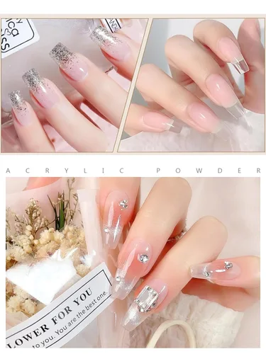 Vista 2 de EBANKU Polvo acrílico transparente para uñas, tallado de uñas 3D de larga duración y extensiones de uñas, polvo acrílico profesional para manicura