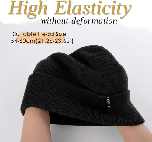 Vista 3 de FURTALK - Gorro tejido de acrílico, para invierno, suave, cálido, unisex, para hombres y mujeres