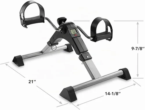 Vista 8 de Bicicleta estática plegable para debajo del escritorio, ejercitador de pedal de brazo y pierna portátil