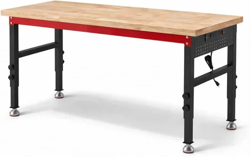 Banco de trabajo resistente de 70 pulgadas, banco de trabajo de capacidad de carga de 2500 libras con parte superior de madera laminada de 1.2
