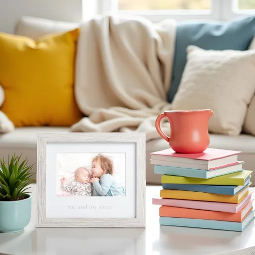 Vista 7 de Kate & Milo Rustic Me & My Sister - Marco para hermanos, regalo ideal para hermana pequeña o mayor, decoración de cuarto de bebé neutral para género