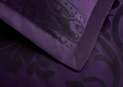 Vista 92 de Chezmoi Collection Juego de edredón floral de jacquard Royale de 7 piezas, matrimonial/doble, negro/dorado