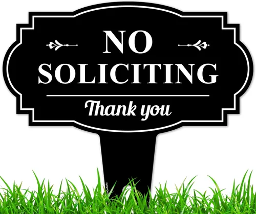Vista 11 de Señal de No Solicitar para Casa, Señal de No Solicitar para Patio, 13"x13", Estacas Integradas Super Resistentes, Compuesto de Aluminio Libre