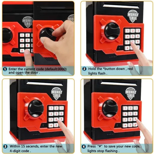 Vista 8 de Hucha para niños con contraseña electrónica, alcancía para niños de 3 a 14 años