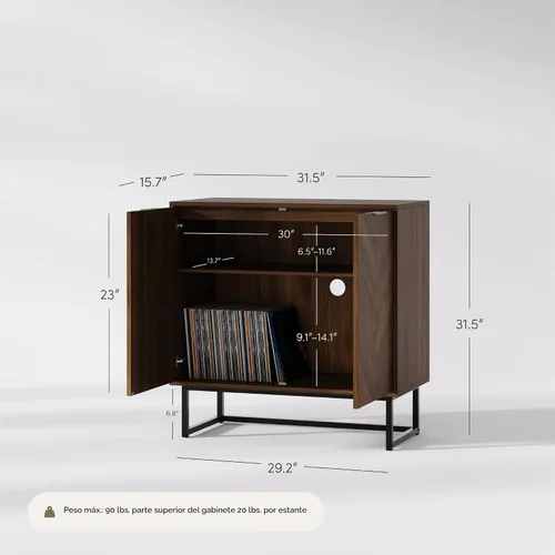 Vista 3 de Nathan James Enloe Aparador Buffet Moderno Gabinete de Almacenamiento de Acento Negro con Puertas en Acabado de Madera de Pino Rústico y Base